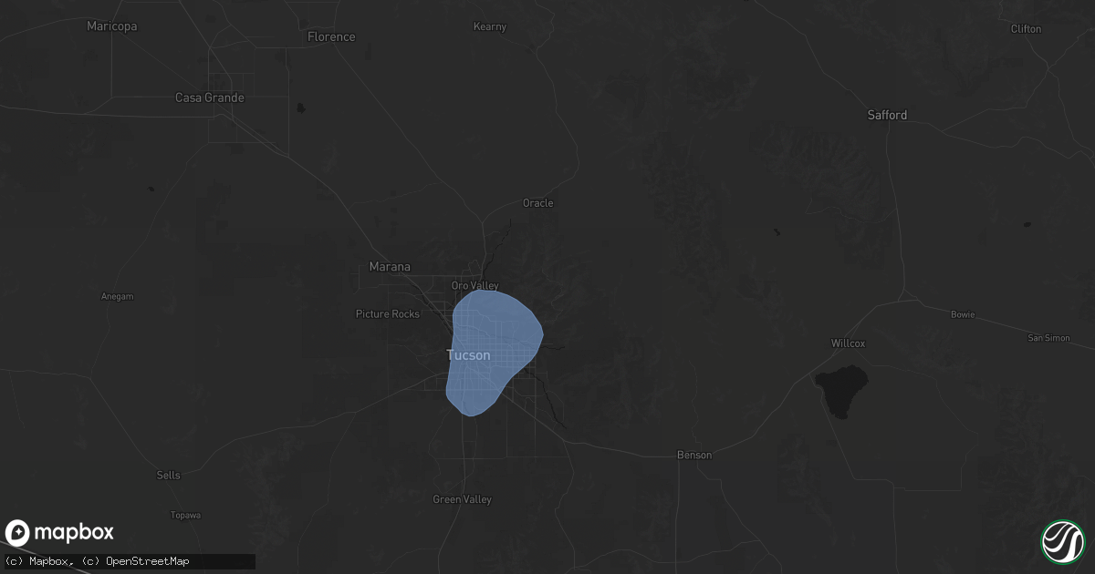 Hail map in Mount Lemmon, AZ on October 10, 2026