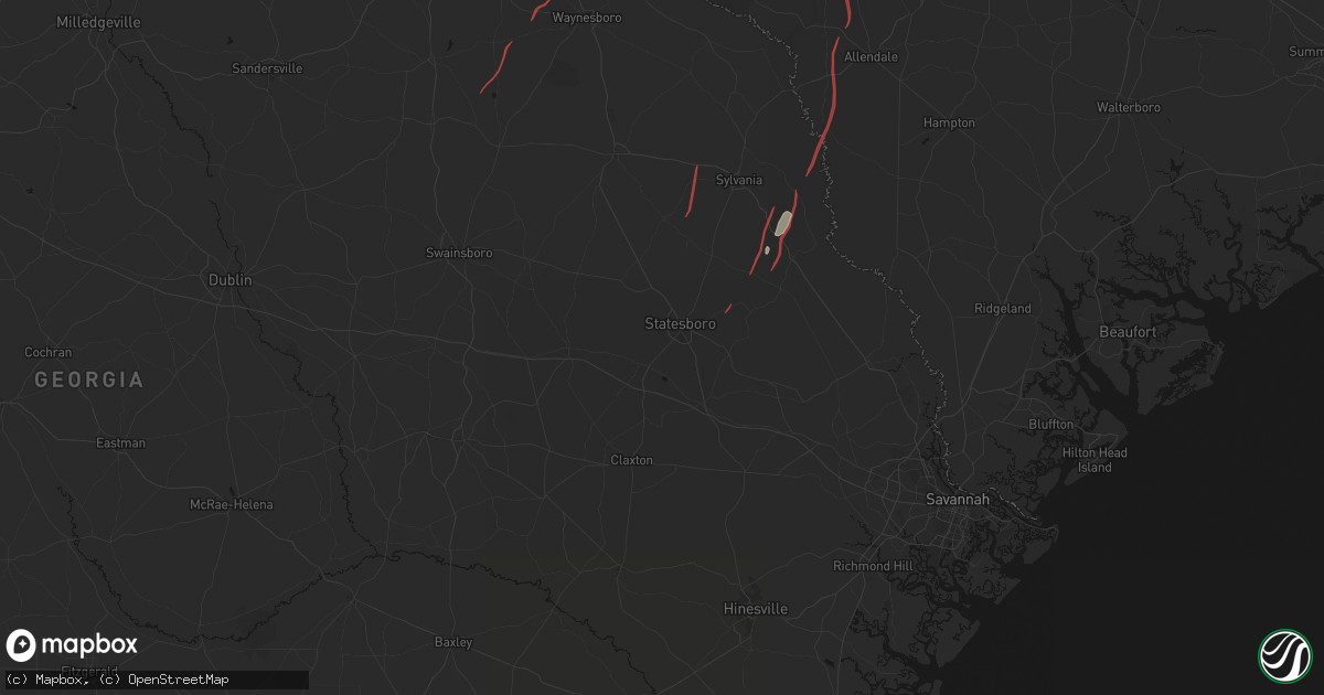 Hail map in Statesboro, GA on October 10, 2026