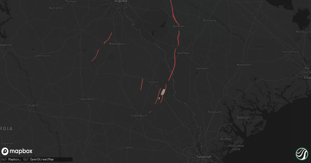 Hail map in Sylvania, GA on October 10, 2026