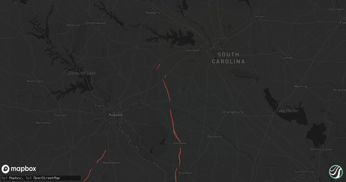 Hail map in Wagener, SC on October 10, 2026