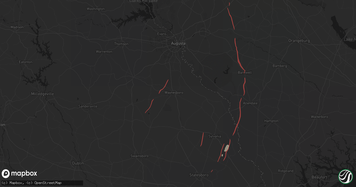 Hail map in Waynesboro, GA on October 10, 2026