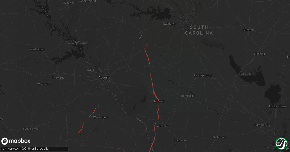 Hail map in Windsor, SC on October 10, 2026