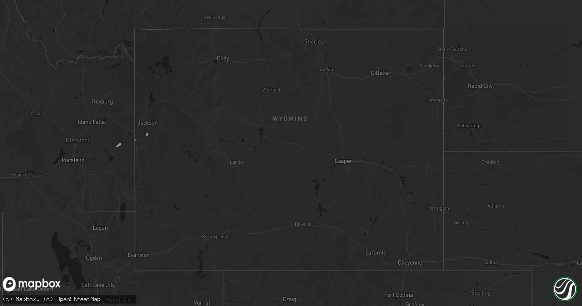 Hail map in Wyoming on October 10, 2026