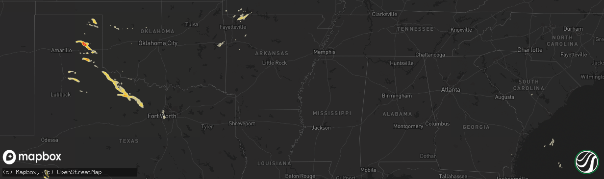 Hail map on October 11, 2011