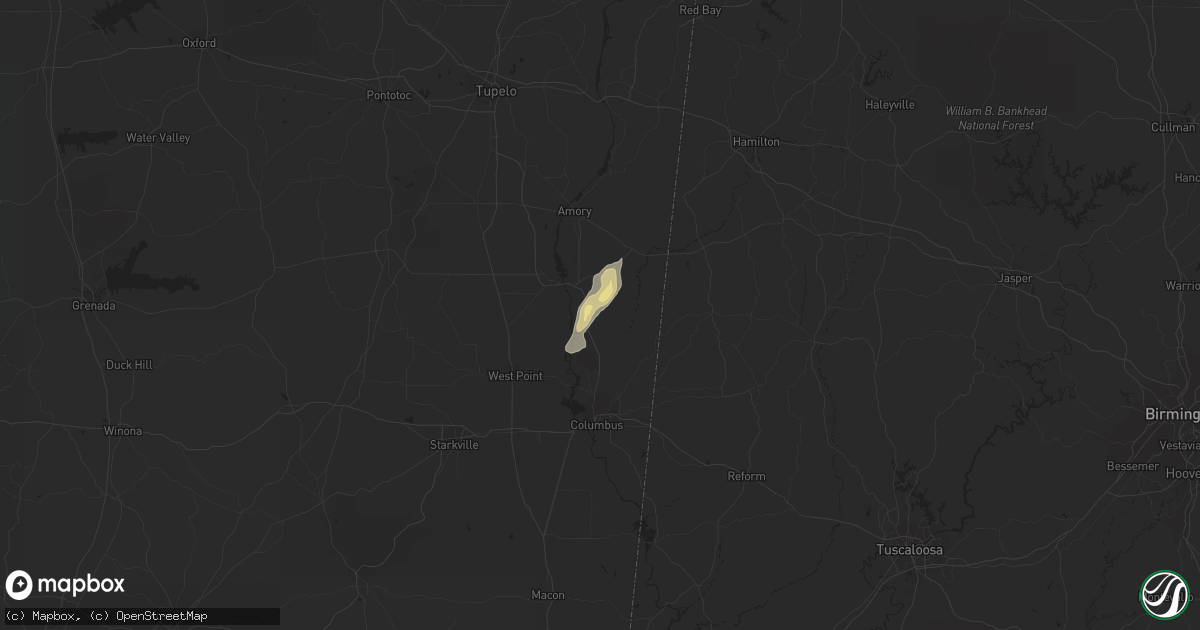 Hail map in Hamilton, MS on October 11, 2014