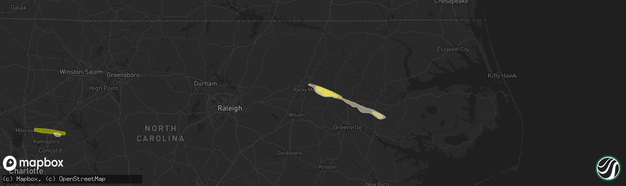 Hail map in Rocky Mount, NC on October 11, 2014