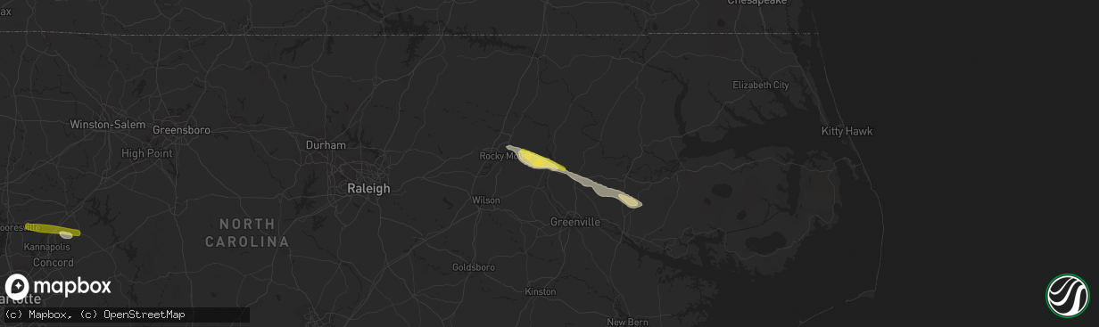 Hail map in Tarboro, NC on October 11, 2014