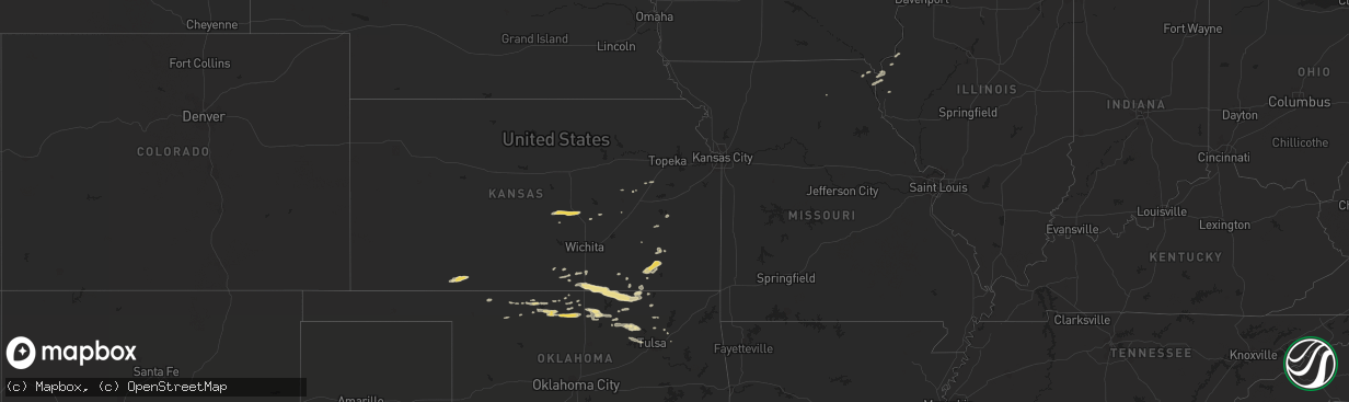 Hail map in Kansas on October 11, 2016