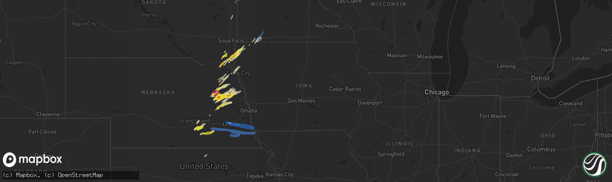 Hail map in Iowa on October 11, 2020