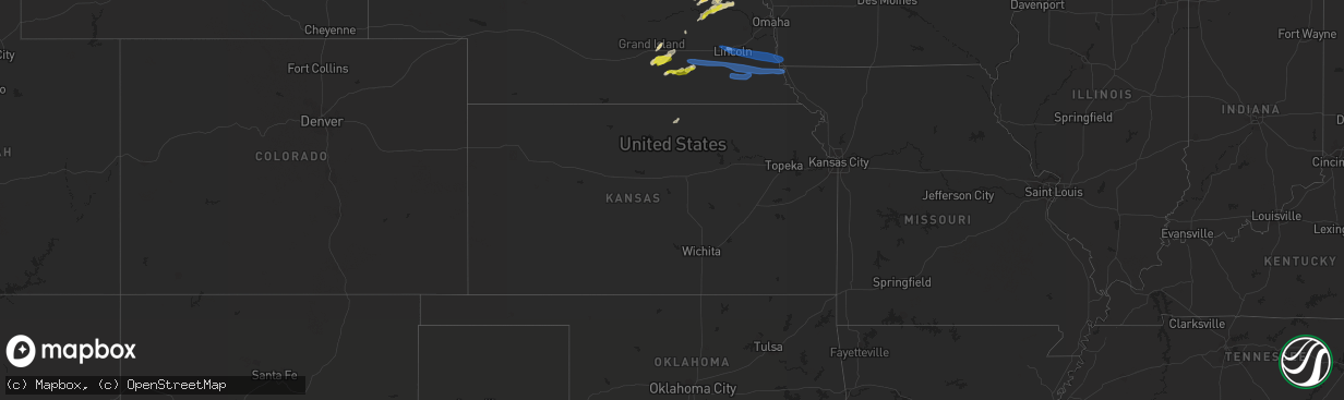 Hail map in Kansas on October 11, 2020