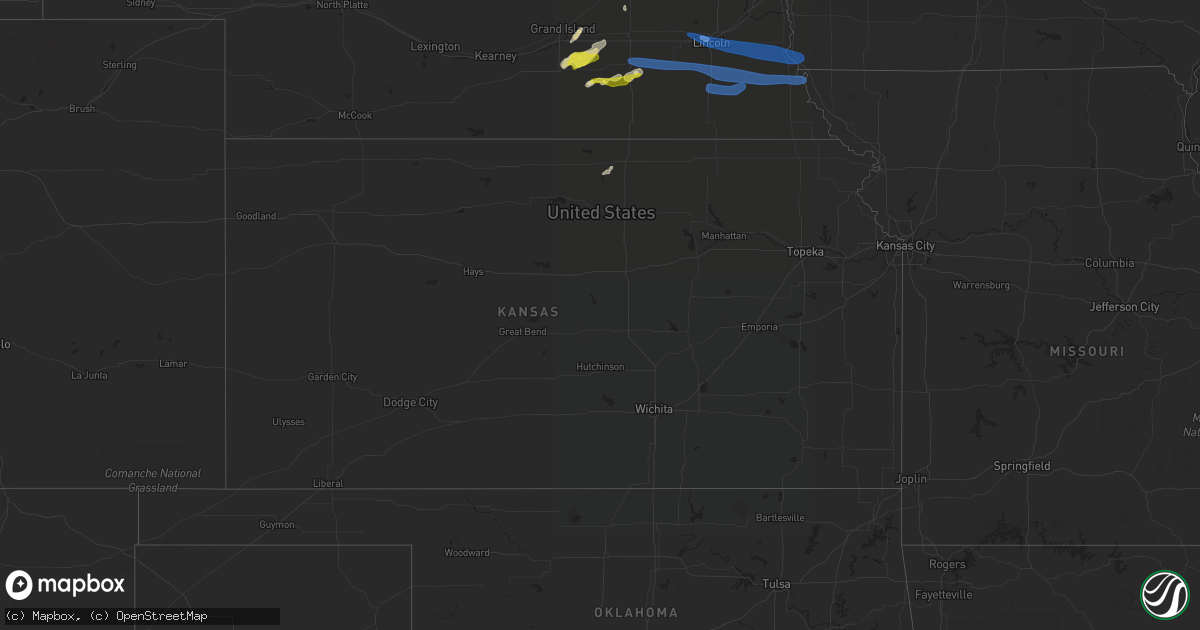 Hail map in Kansas on October 11, 2020