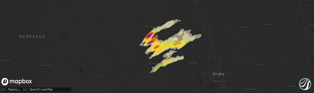 Hail map in Leigh, NE on October 11, 2020