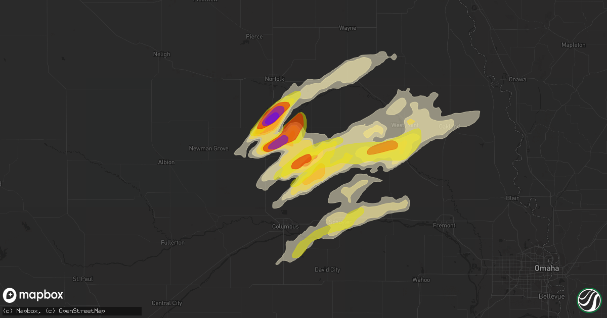 Hail map in Leigh, NE on October 11, 2020