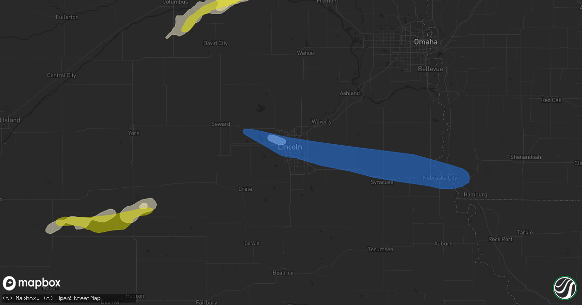 Hail map in Lincoln, NE on October 11, 2020