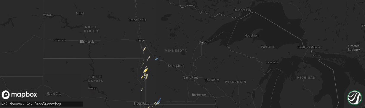 Hail map in Minnesota on October 11, 2020