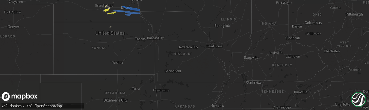 Hail map in Missouri on October 11, 2020