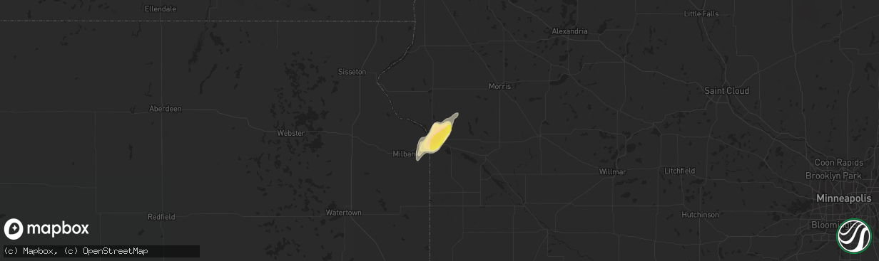 Hail map in Ortonville, MN on October 11, 2020