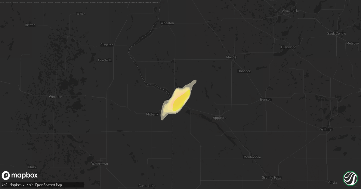 Hail map in Ortonville, MN on October 11, 2020