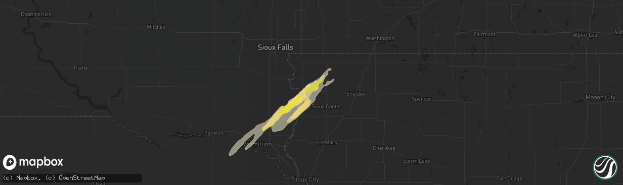 Hail map in Rock Valley, IA on October 11, 2020