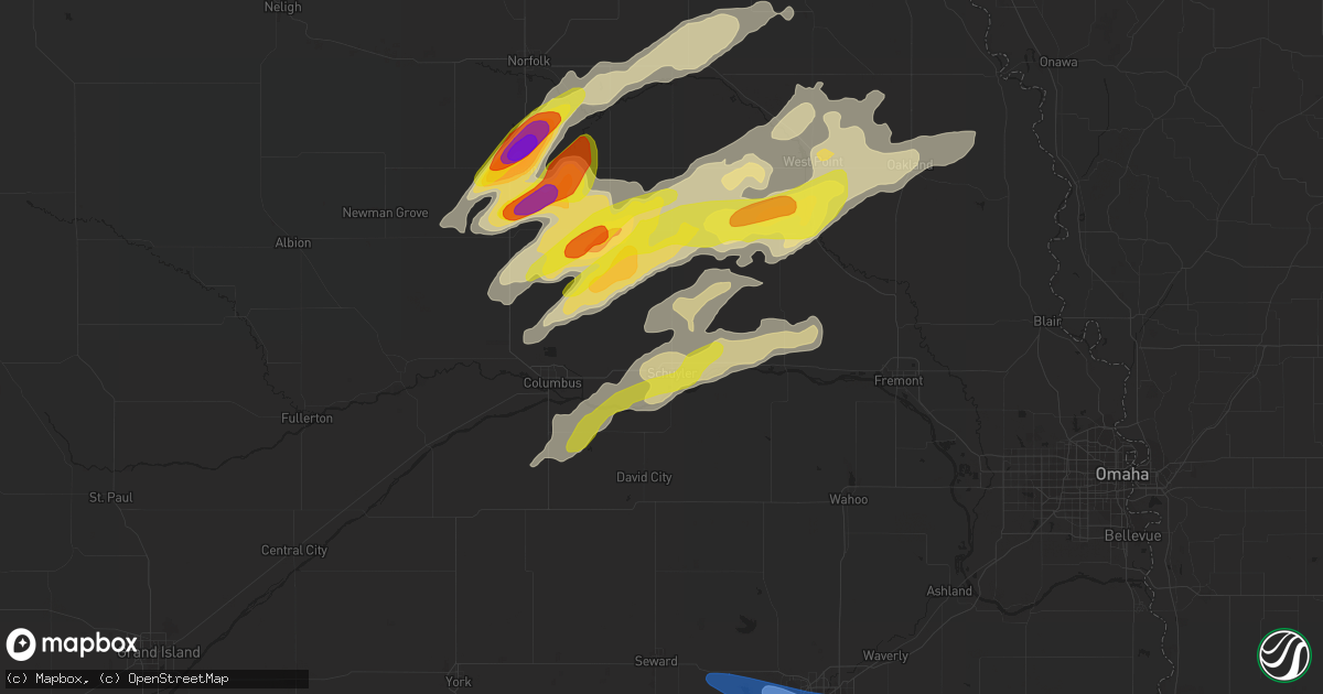 Hail map in Schuyler, NE on October 11, 2020