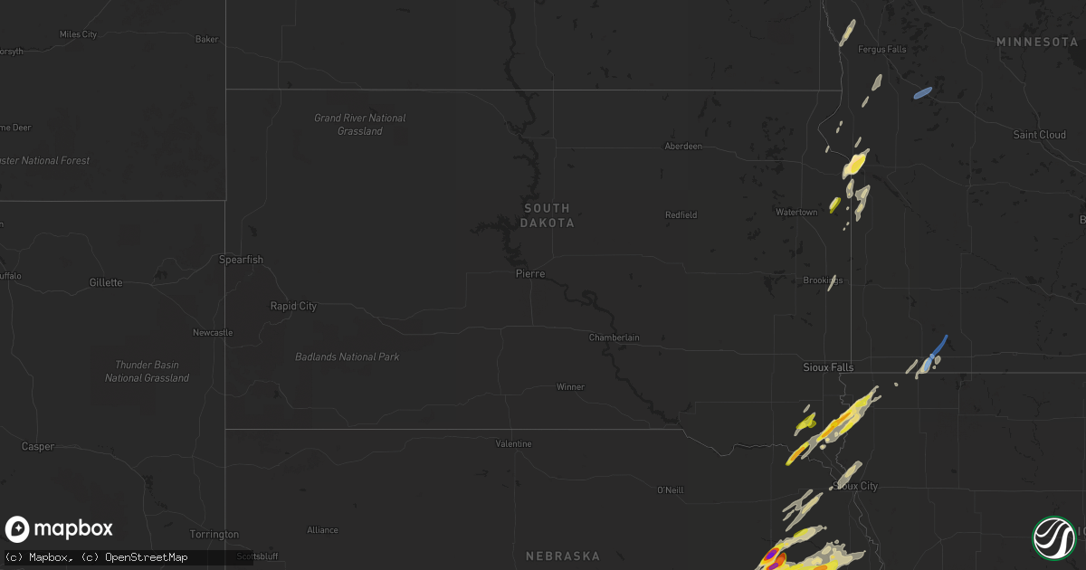 Hail map in South Dakota on October 11, 2020