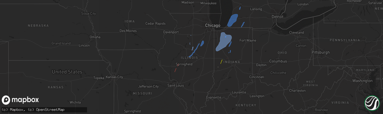 Hail map in Illinois on October 11, 2021