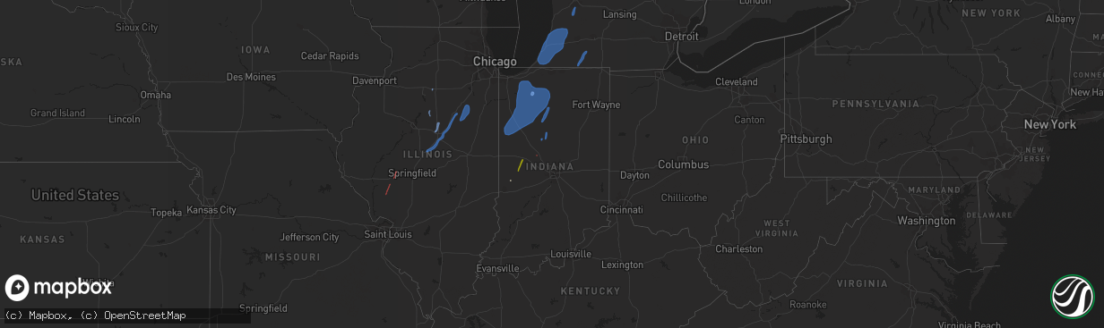 Hail map in Indiana on October 11, 2021