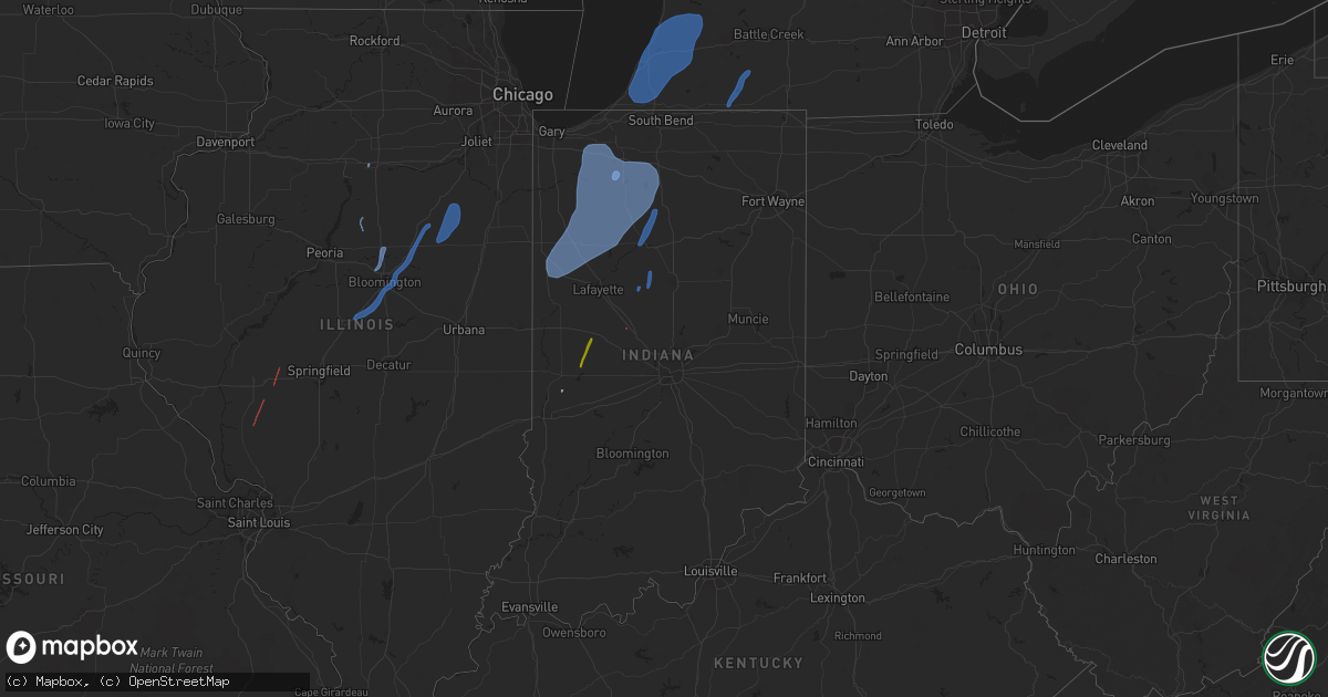 Hail map in Indiana on October 11, 2021