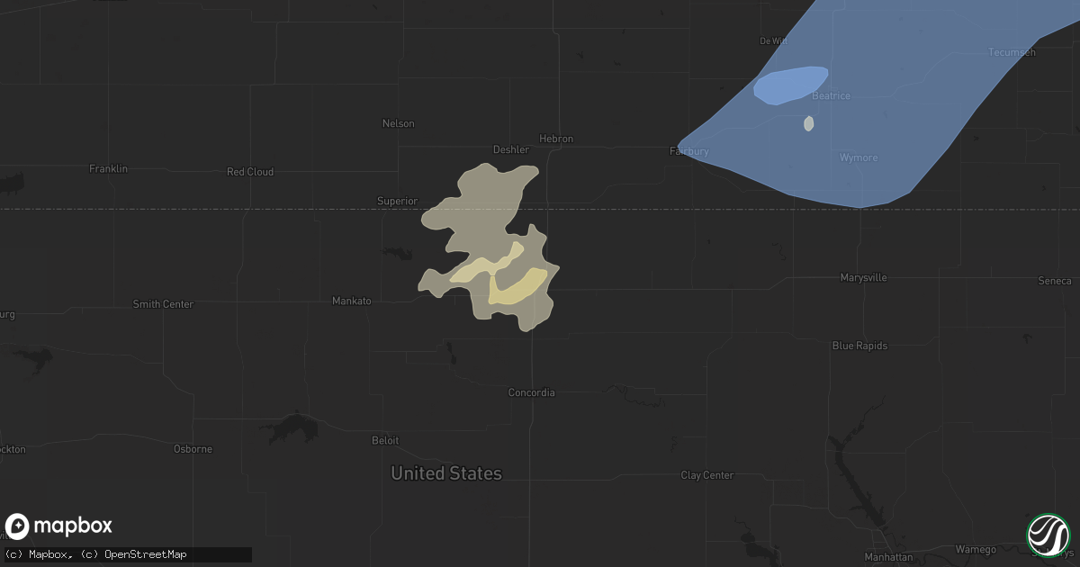 Hail map in Belleville, KS on October 11, 2022