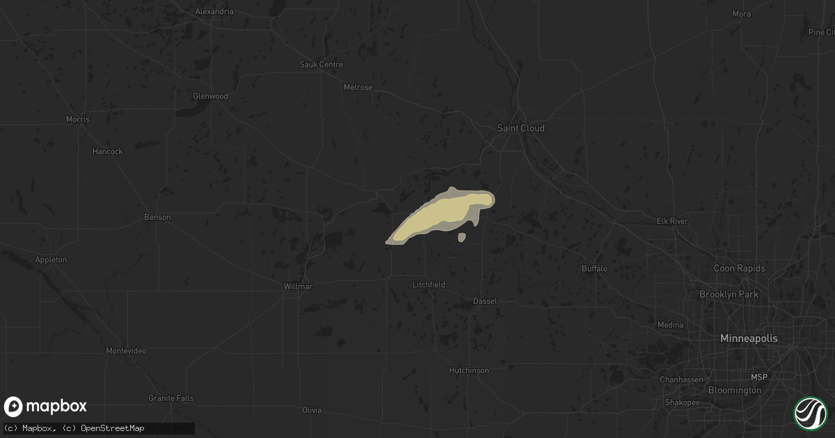 Hail map in Eden Valley, MN on October 11, 2022