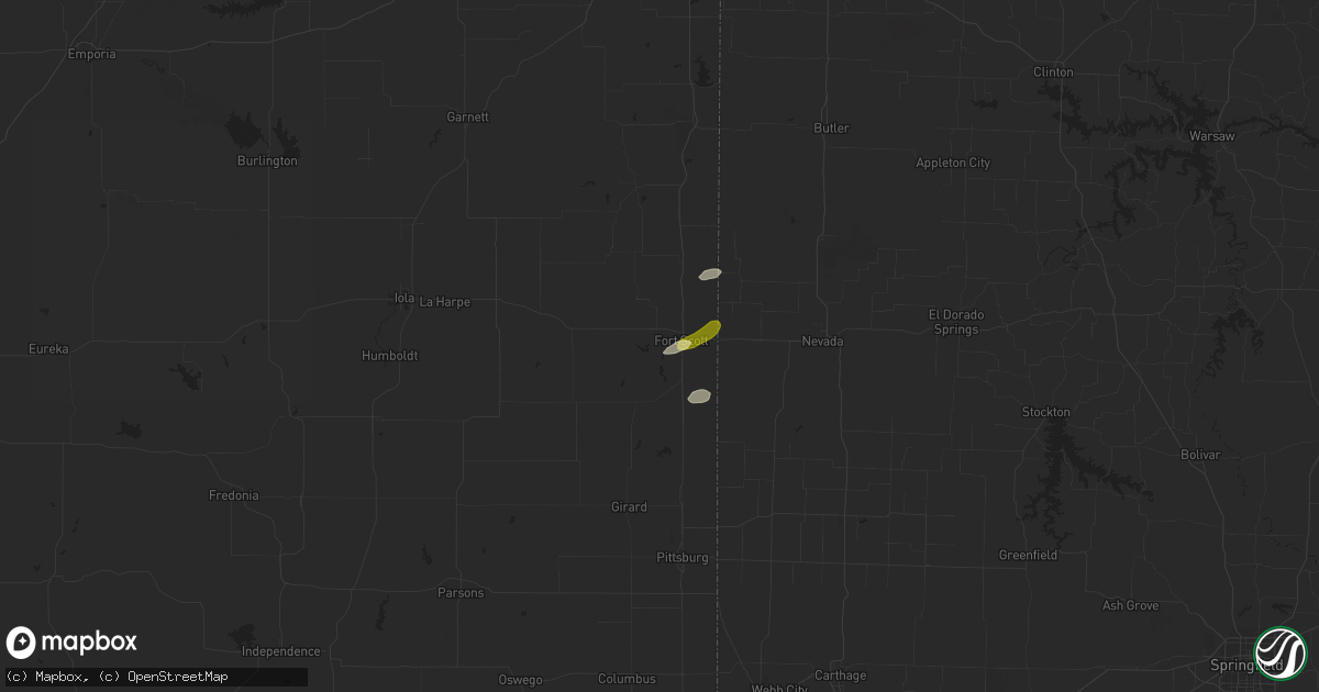 Hail map in Fort Scott, KS on October 11, 2022