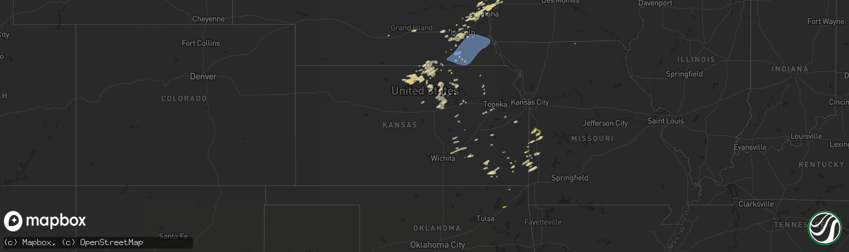 Hail map in Kansas on October 11, 2022
