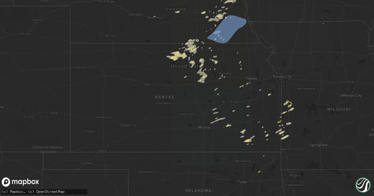 Hail map in Kansas on October 11, 2022