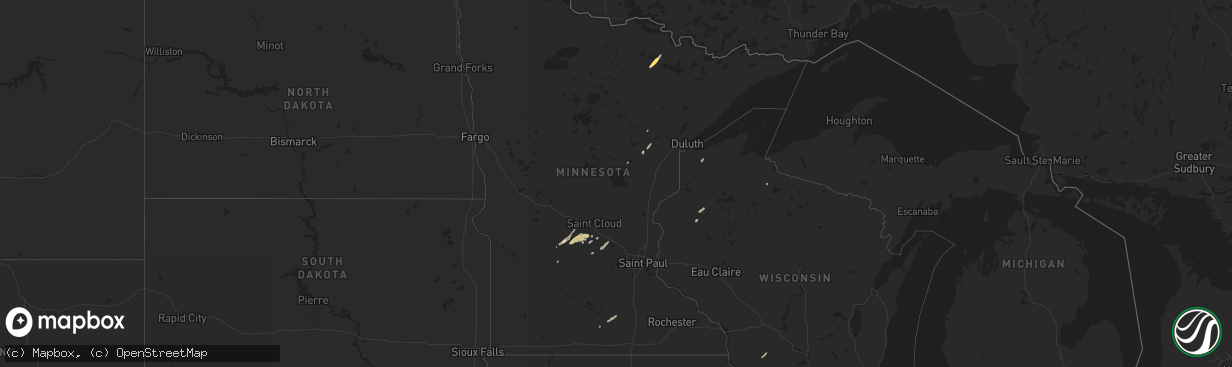 Hail map in Minnesota on October 11, 2022