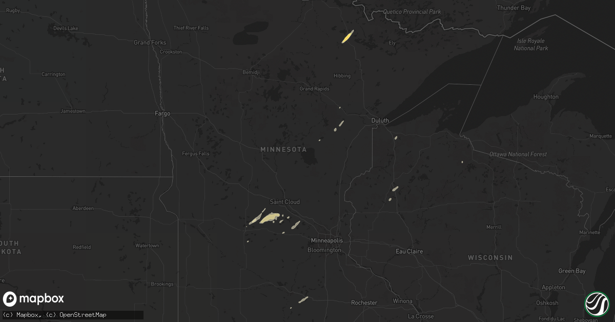 Hail map in Minnesota on October 11, 2022