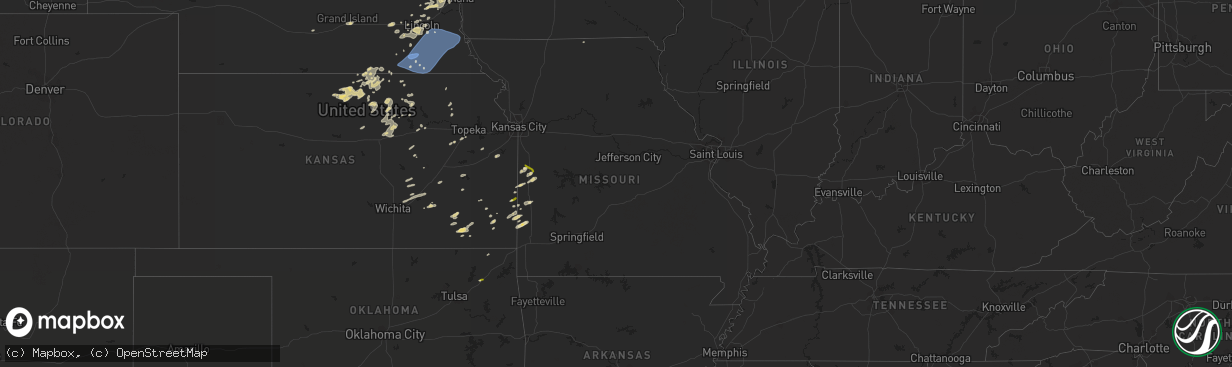 Hail map in Missouri on October 11, 2022