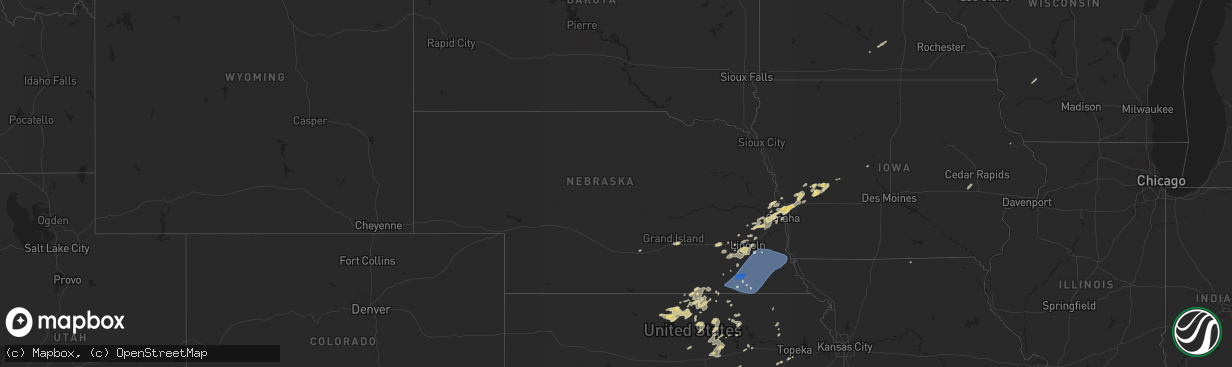 Hail map in Nebraska on October 11, 2022