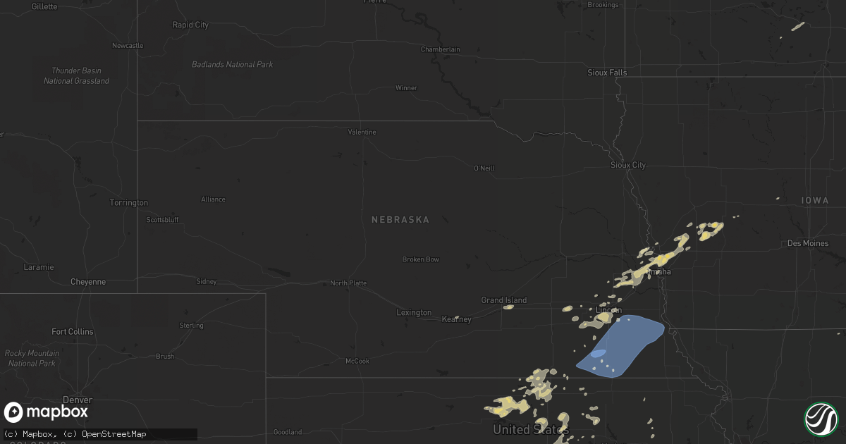 Hail map in Nebraska on October 11, 2022