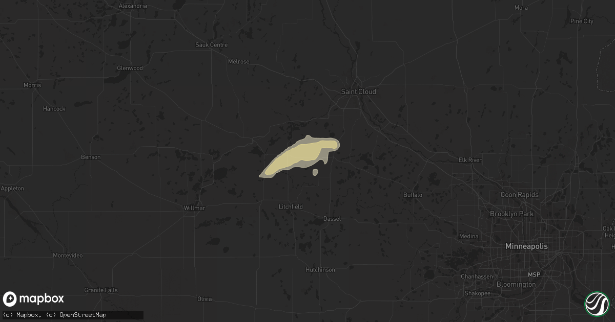 Hail map in Watkins, MN on October 11, 2022