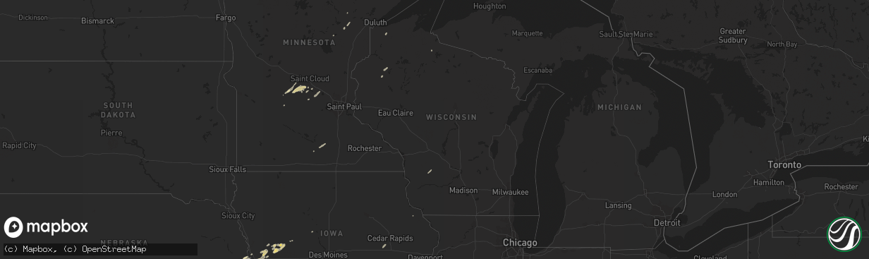 Hail map in Wisconsin on October 11, 2022