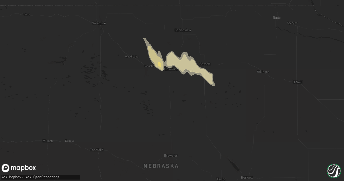 Hail map in Ainsworth, NE on October 11, 2023