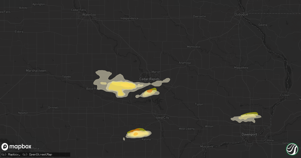 Hail map in Cedar Rapids, IA on October 11, 2023