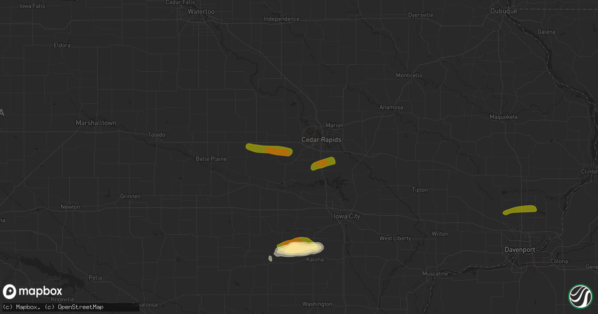 Hail map in Fairfax, IA on October 11, 2023