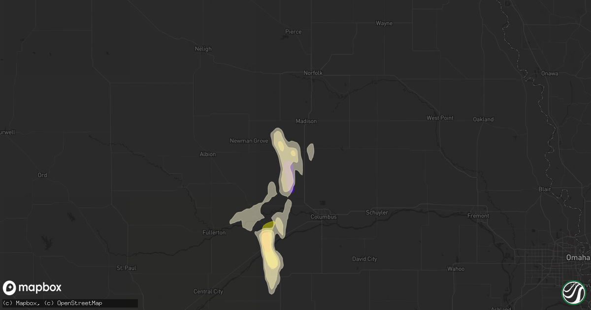 Hail map in Humphrey, NE on October 11, 2023