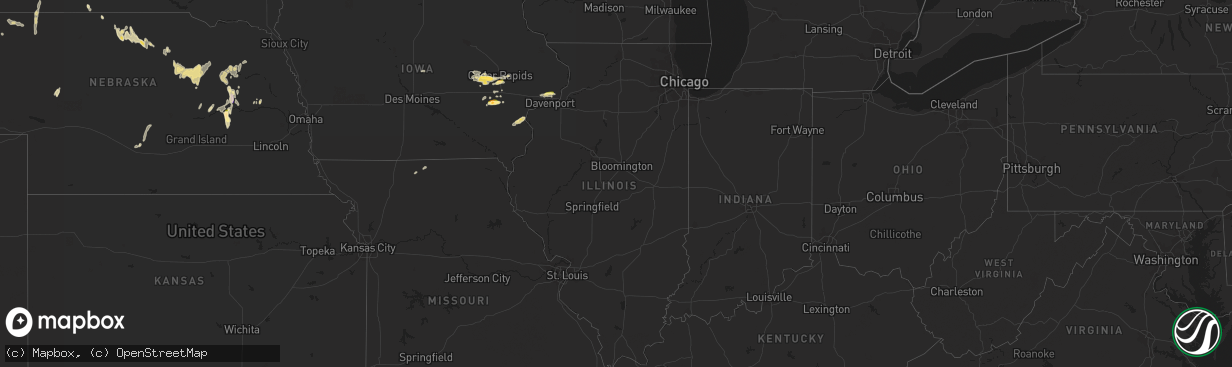 Hail map in Illinois on October 11, 2023
