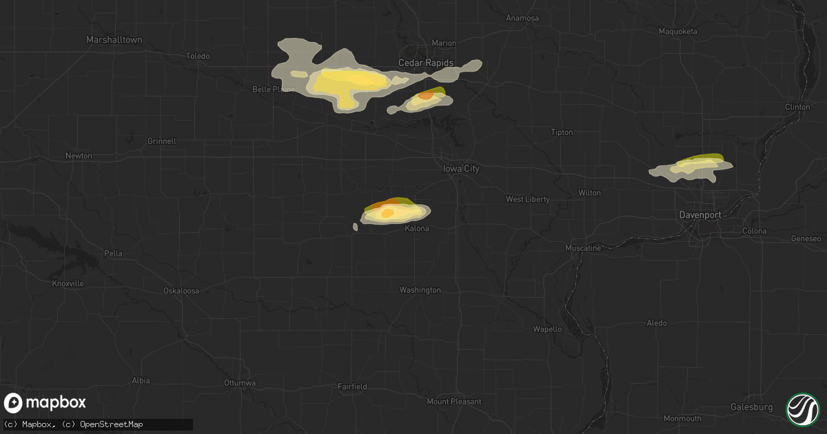 Hail map in Kalona, IA on October 11, 2023