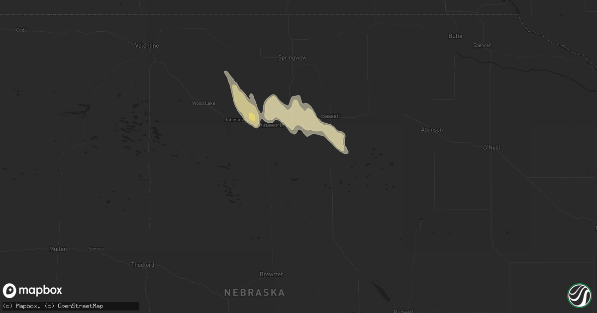 Hail map in Long Pine, NE on October 11, 2023