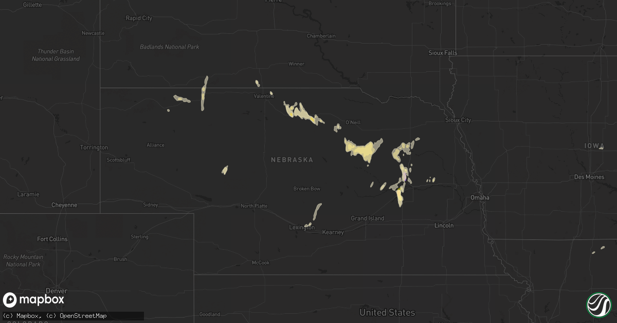 Hail map in Nebraska on October 11, 2023