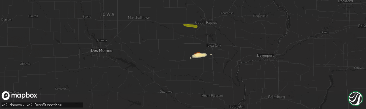 Hail map in North English, IA on October 11, 2023