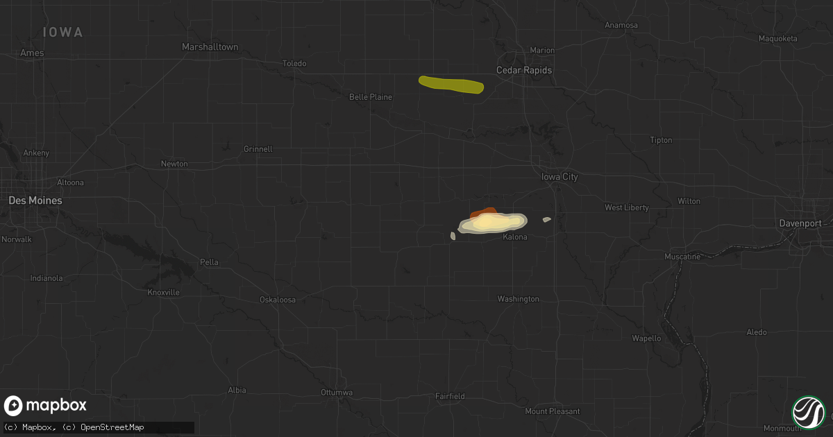Hail map in North English, IA on October 11, 2023